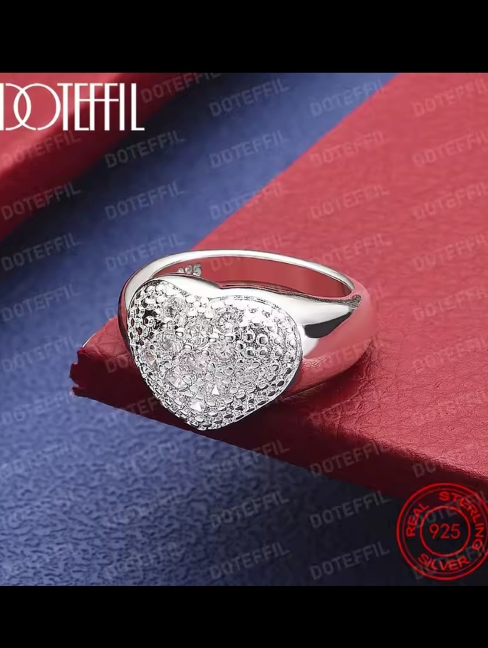 Size 7 925 Sterling Silver Heart Ring